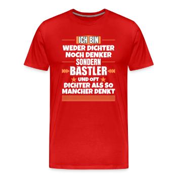 Neither poet nor thinker, but hobbyist - Men's Premium Organic T-Shirt - red - Front - Damien (186cm)