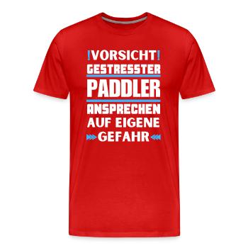 Gestresster Paddler nicht ansprechen! - Männer Premium Bio T-Shirt - Rot - Vorne - Damien (186cm)