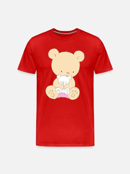 Bear with Teddy Bear - Men's Premium Organic T-Shirt - red