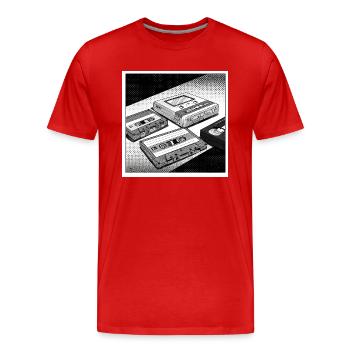 Objets cultes des années 90 : look BD pour Walkman & Co. - T-shirt bio Premium Homme - rouge - Devant - Damien (186cm)