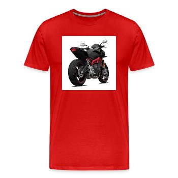 Schwarzes Motorrad Design - Sportlich - Männer Premium Bio T-Shirt - Rot - Vorne - Damien (186cm)