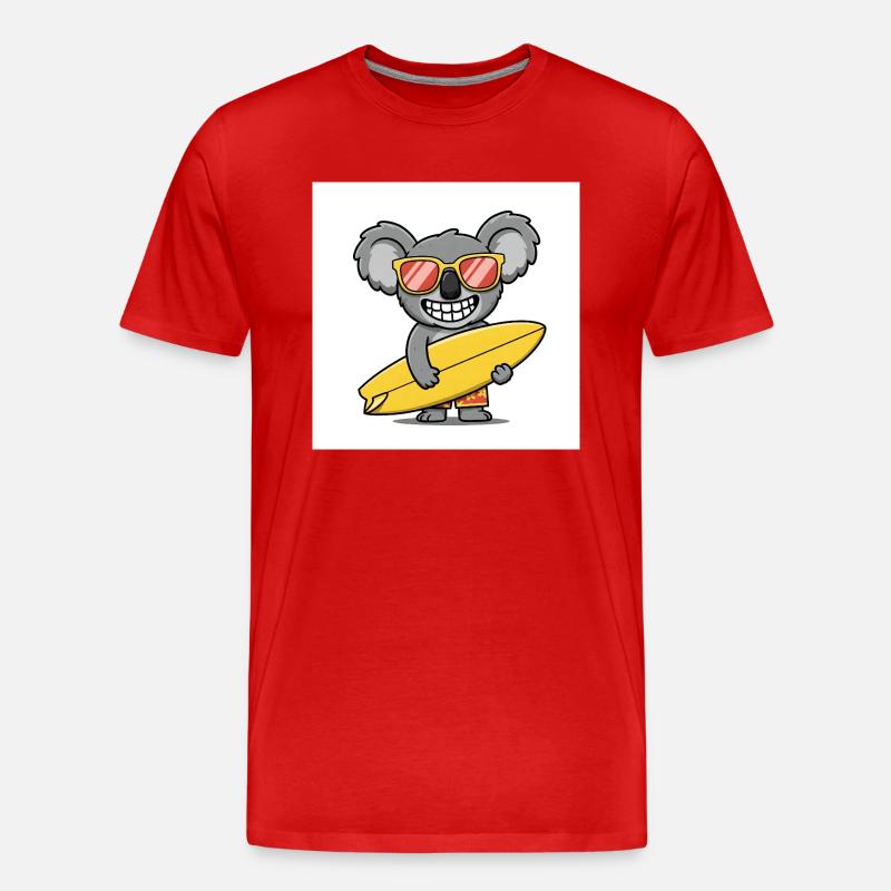 Surfender Koala mit Sonnenbrille - Männer Premium Bio T-Shirt - Rot