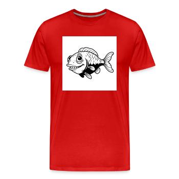 Poissons, Fun, Palmes - Je suis le patron dans l’étang - T-shirt bio Premium Homme - rouge - Devant - Damien (186cm)