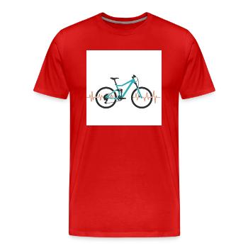 Im Rhythmus der Berge: Mountainbike & Herzschlag - Männer Premium Bio T-Shirt - Rot - Vorne - Damien (186cm)