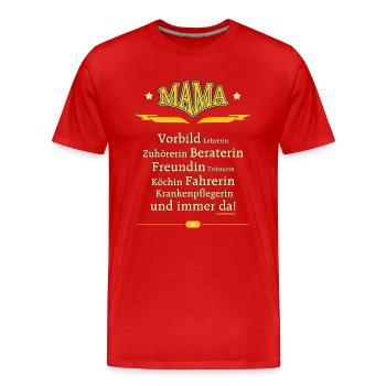 Mama Vorbild Muttertag RAHMENLOS® - Männer Premium Bio T-Shirt - Rot - Vorne - Damien (186cm)