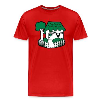 glücklich gesicht comic süß niedlich idyllisch zau - Männer Premium Bio T-Shirt - Rot - Vorne - Damien (186cm)