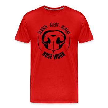 NEZ TRAVAIL Recherche Chien Nez Chiens de travail Chien - T-shirt bio Premium Homme - rouge - Devant - Damien (186cm)