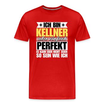 Perfekter Kellner - Männer Premium Bio T-Shirt - Rot - Vorne - Damien (186cm)