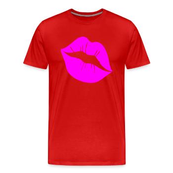 Embrasser la bouche Embrasser les lèvres Symbole de la bouche - T-shirt bio Premium Homme - rouge - Devant - Damien (186cm)