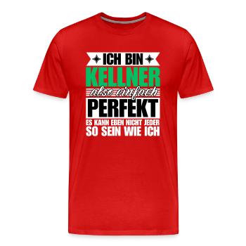 Perfekter Kellner - Männer Premium Bio T-Shirt - Rot - Vorne - Damien (186cm)