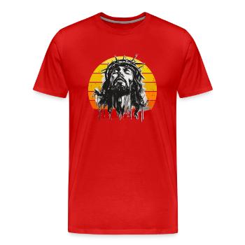 Jesus Christ Faith Religion Team Vintage - Men's Premium Organic T-Shirt - red - Front - Damien (186cm)