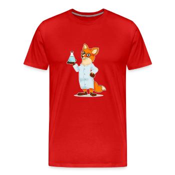 Fox comic scientist chemistry biology - Men's Premium Organic T-Shirt - red - Front - Damien (186cm)