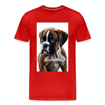 Chiot boxer - T-shirt bio Premium Homme - rouge - Devant - Damien (186cm)