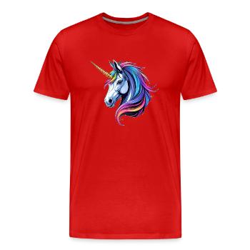 Une charmante licorne - T-shirt bio Premium Homme - rouge - Devant - Damien (186cm)