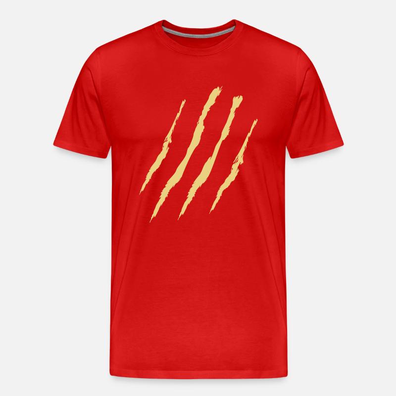 claw marks - Männer Premium Bio T-Shirt - Rot