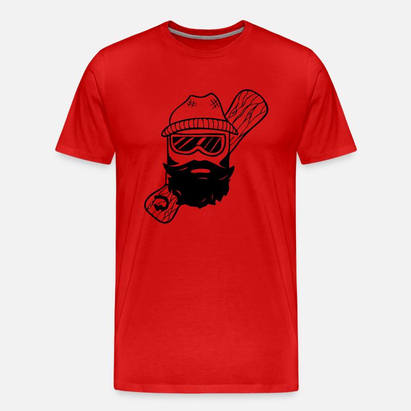 Bärtiger Holz-Boarder - Männer Premium Bio T-Shirt - Rot