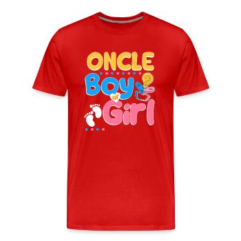 Pink or Blue Oncle Loves You Best Uncle Ever - Men's Premium Organic T-Shirt - red - Front - Damien (186cm)