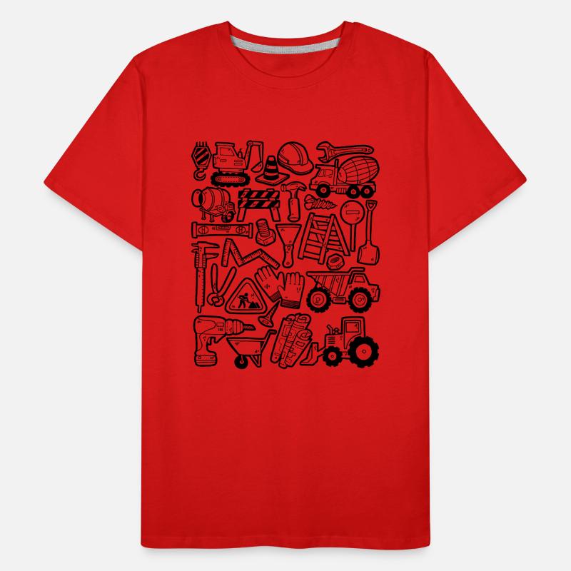 Construction Site Excavator Construction Worker Crane Helmet Tool Men's Premium Organic T-Shirt