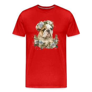 English Bulldog - Men's Premium Organic T-Shirt - red - Front - Damien (186cm)