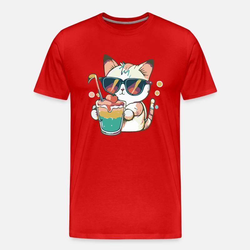 Die lässige Katze - Männer Premium Bio T-Shirt - Rot