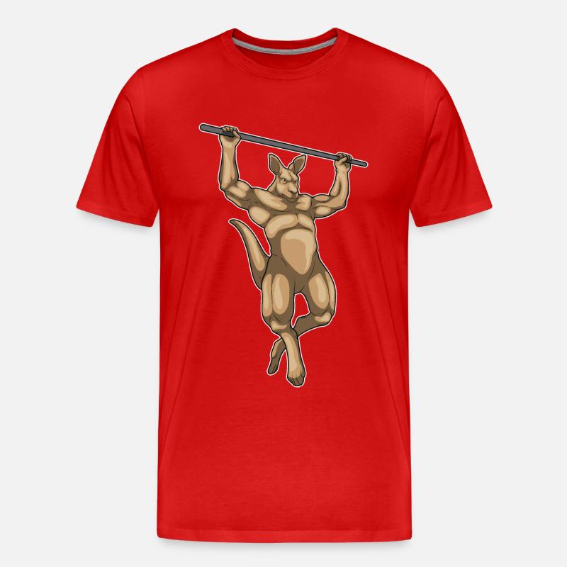 Kangourou Bodybuilder Pull-Ups Musculation - T-shirt bio Premium Homme - rouge
