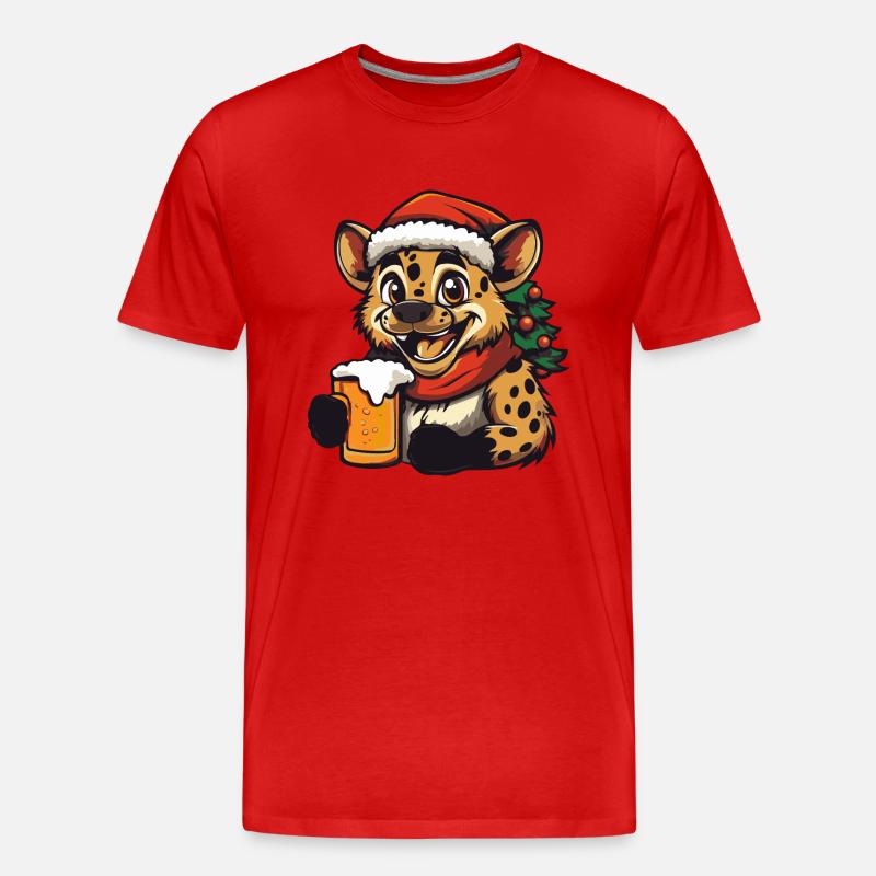 Hyäne Weihnachten Bier - Männer Premium Bio T-Shirt - Rot
