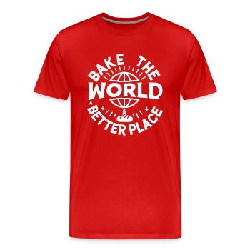 Backe die Welt zu einem besseren Ort - Männer Premium Bio T-Shirt - Rot - Vorne - Damien (186cm)