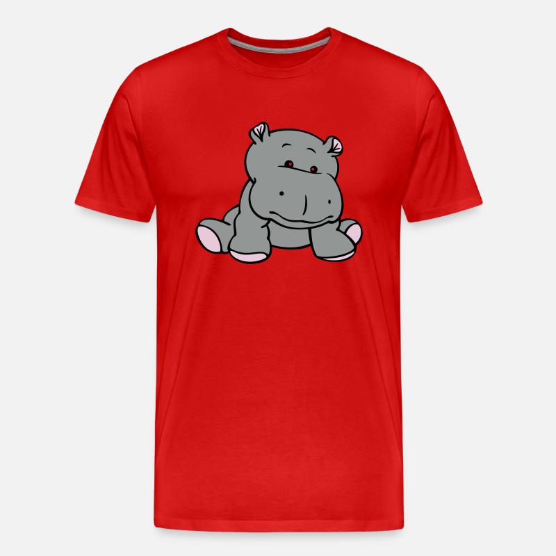 Hippo- / Nilpferd- / Flusspferd-Baby (3C) - Männer Premium Bio T-Shirt - Rot