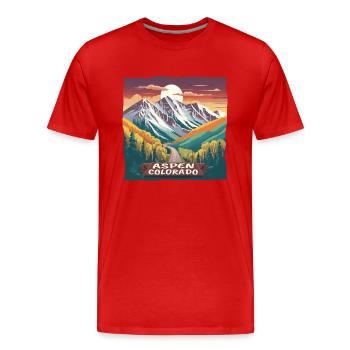 Aspen Colorado Wintersport Skigebiet Skisport - Männer Premium Bio T-Shirt - Rot - Vorne - Damien (186cm)