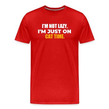 I'm not lazy, I'm just on cat time - Men's Premium Organic T-Shirt - red - Front - Damien (186cm)