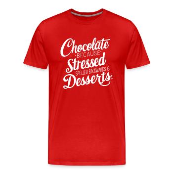 Dessert au chocolat Stress Dire dessert drôle - T-shirt bio Premium Homme - rouge - Devant - Damien (186cm)