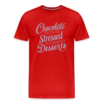 Dessert au chocolat Stress Dire dessert drôle - T-shirt bio Premium Homme - rouge - Devant - Damien (186cm)