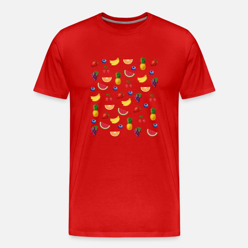 Fruchtmuster Erdbeertraubenkirsche Ananas - Männer Premium Bio T-Shirt - Rot