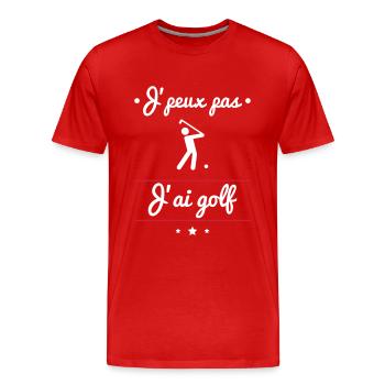 J'peux pas j'ai golf, golfeur - T-shirt bio Premium Homme - rouge - Devant - Damien (186cm)
