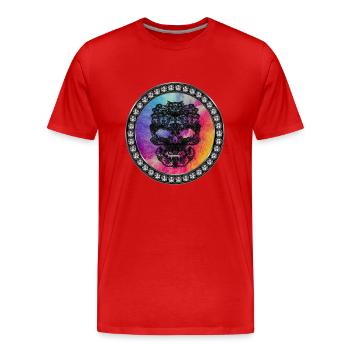 Glitzer Totenkopf - Männer Premium Bio T-Shirt - Rot - Vorne - Damien (186cm)