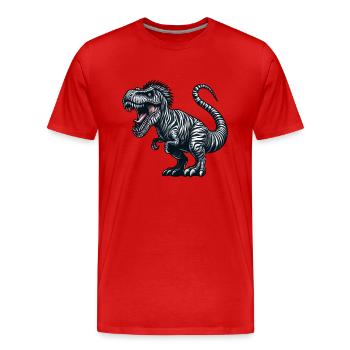 Dino Trex Zebra Fusion Fantasiewesen skurril - Männer Premium Bio T-Shirt - Rot - Vorne - Damien (186cm)