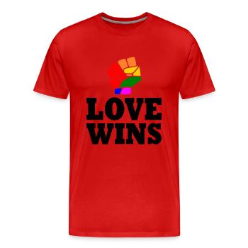 Love wins - Men's Premium Organic T-Shirt - red - Front - Damien (186cm)