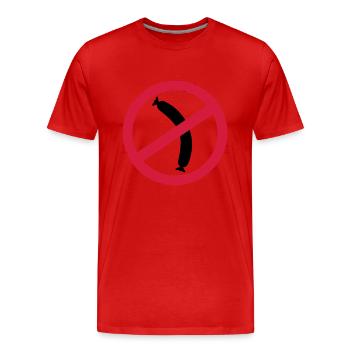 Wurst - Vegetarier - Männer Premium Bio T-Shirt - Rot - Vorne - Damien (186cm)