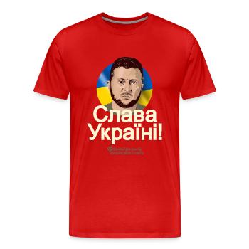 Slava Ukraini Glory of Ukraine - Men's Premium Organic T-Shirt - red - Front - Damien (186cm)