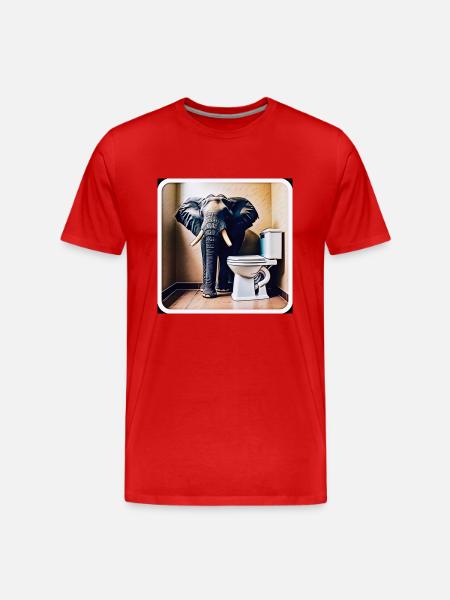 Elephant standing in the toilet - Men's Premium Organic T-Shirt - red
