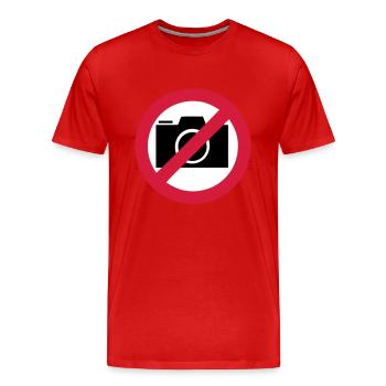 Fotografieren verboten! - Männer Premium Bio T-Shirt - Rot - Vorne - Damien (186cm)