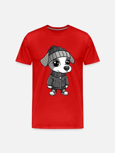 Whippet Dog Winter - Men's Premium Organic T-Shirt - red