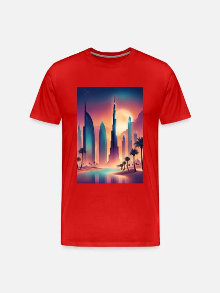 Buntes östliches Stadtbild - Männer Premium Bio T-Shirt - Rot