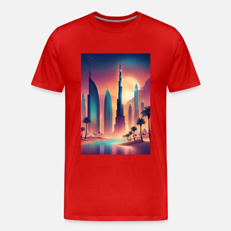 Buntes östliches Stadtbild - Männer Premium Bio T-Shirt - Rot