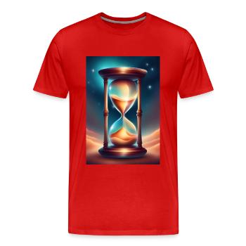 Un sablier sur le sable du désert - T-shirt bio Premium Homme - rouge - Devant - Damien (186cm)