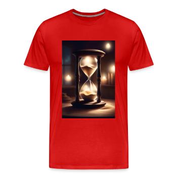 Eine alte Zeitmessmaschine, Sanduhr - Männer Premium Bio T-Shirt - Rot - Vorne - Damien (186cm)