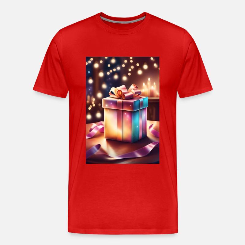 Super süße Weihnachtsgeschenkbox - Männer Premium Bio T-Shirt - Rot