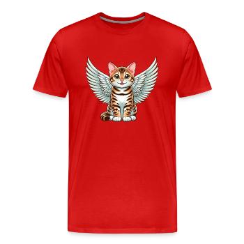 Bengalkatze Engel Geflecktes Fell - Männer Premium Bio T-Shirt - Rot - Vorne - Damien (186cm)