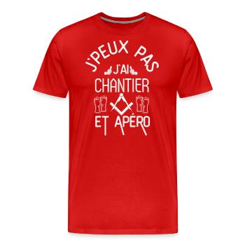 J Peux Pas J Ai Chantier et Apéro - T-shirt bio Premium Homme - rouge - Devant - Damien (186cm)