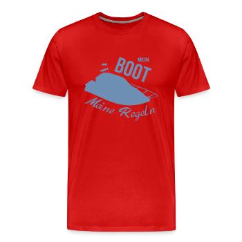 Mon bateau Mes règles Bateau à moteur - T-shirt bio Premium Homme - rouge - Devant - Damien (186cm)